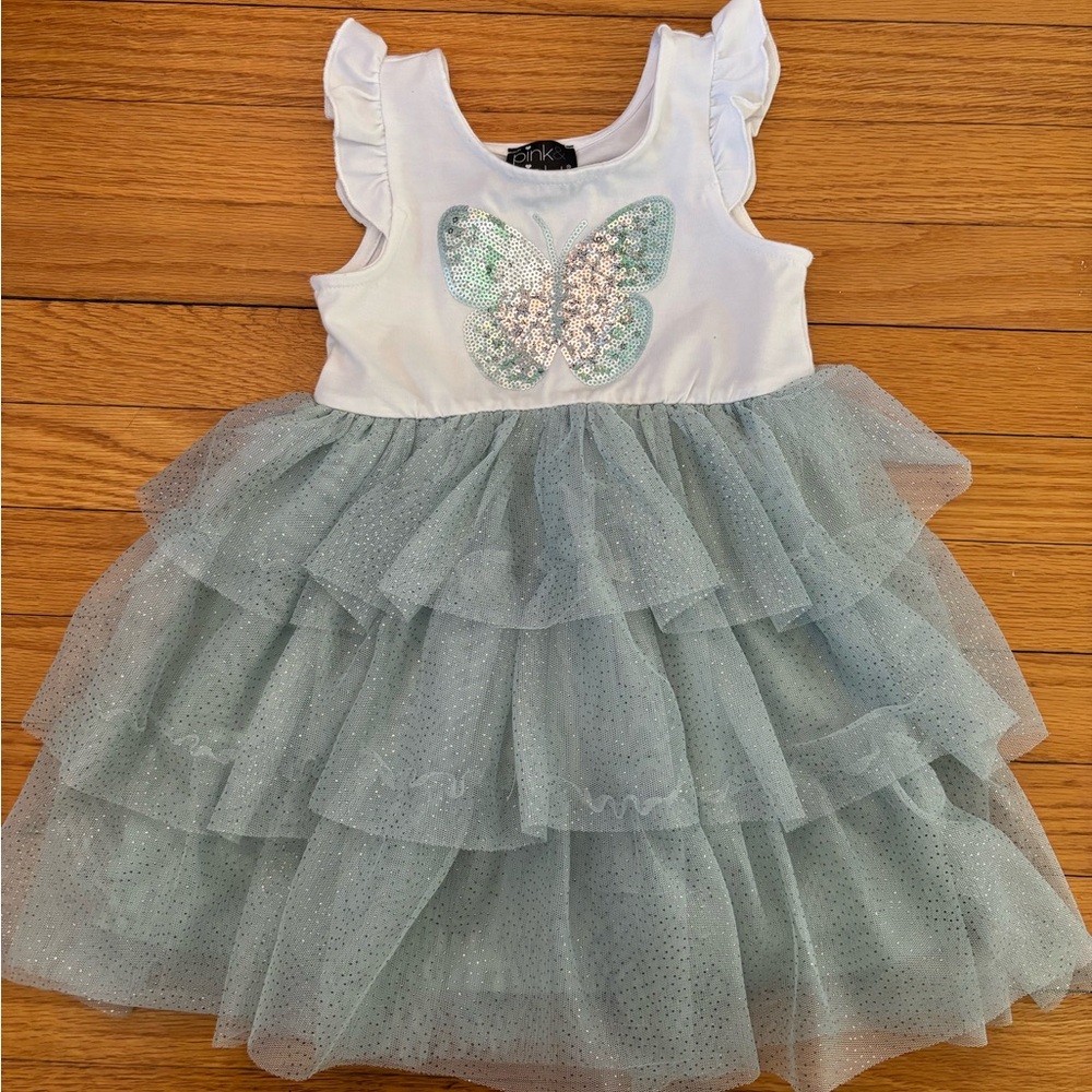 Pink & Violet brand Teal Butterfly 2T Dress